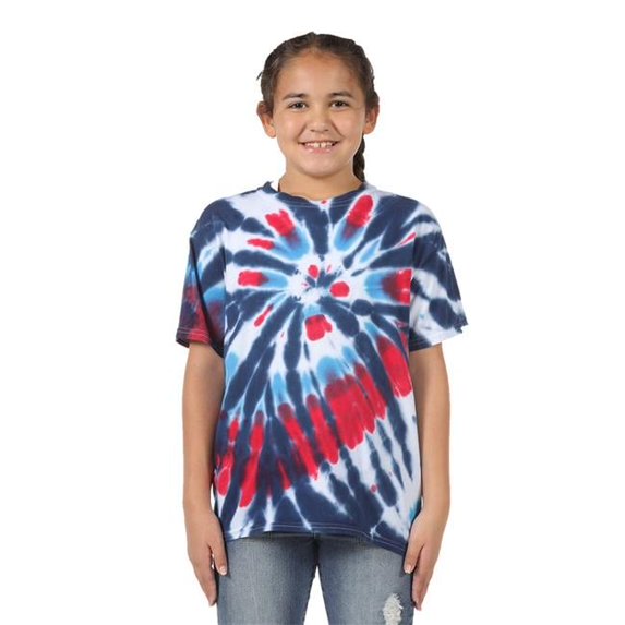 Dyenomite B31614934 Youth Rainbow Cut-Spiral Tie-Dyed T-Shirt, Mindfulness - Medium