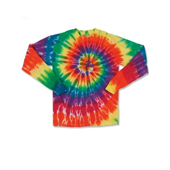 Dyenomite Multi-Color Spiral Tie-Dyed Long Sleeve T-Shirt