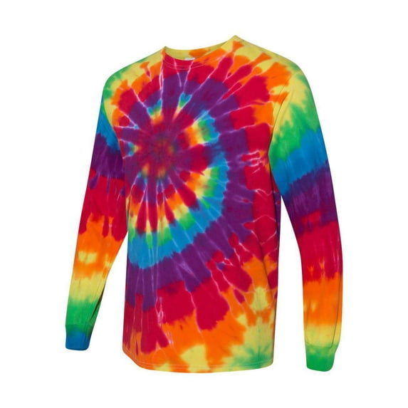 Dyenomite - Multi-Color Spiral Tie-Dyed Long Sleeve T-Shirt - 240MS