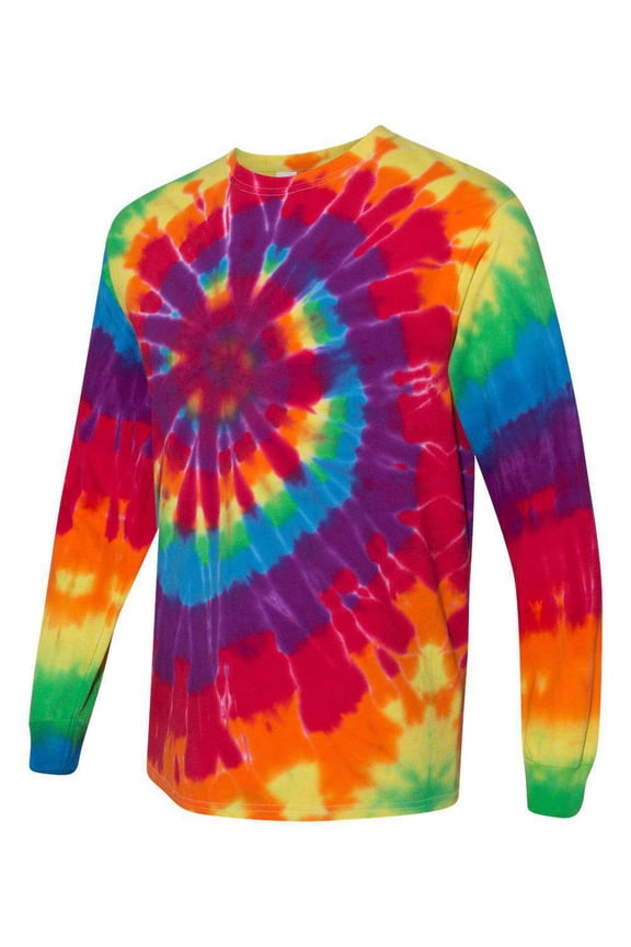 - Multi-Color Spiral Tie-Dyed Long Sleeve T-Shirt - 240MS