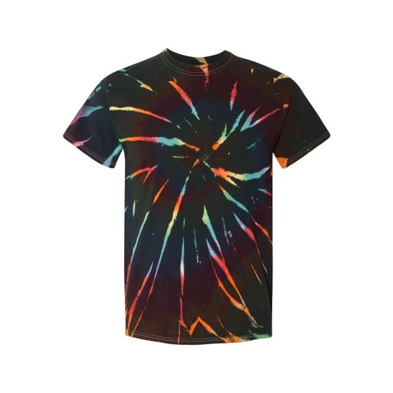 Dyenomite - Multi-Color Spiral Tie-Dyed T-Shirt - 200MS - Aurora - Size: L