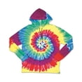 thumbnail image 1 of Dyenomite Tie-Dyed Hooded Pullover T-Shirt in Classic Rainbow Spiral XS | 430VR, 1 of 3