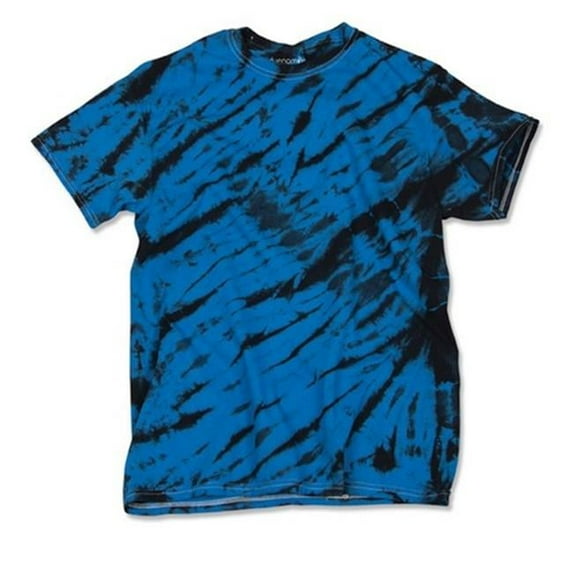 Dyenomite 200TS 100 Percent Cotton Tiger Stripe Tee for Men- Black & Royal - Small