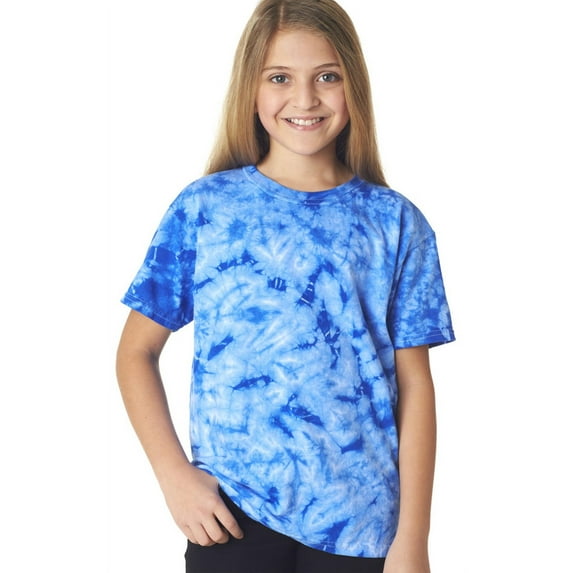 Dyenomite - Youth Crystal Tie-Dyed T-Shirt - 20BCR - Royal - Size: L