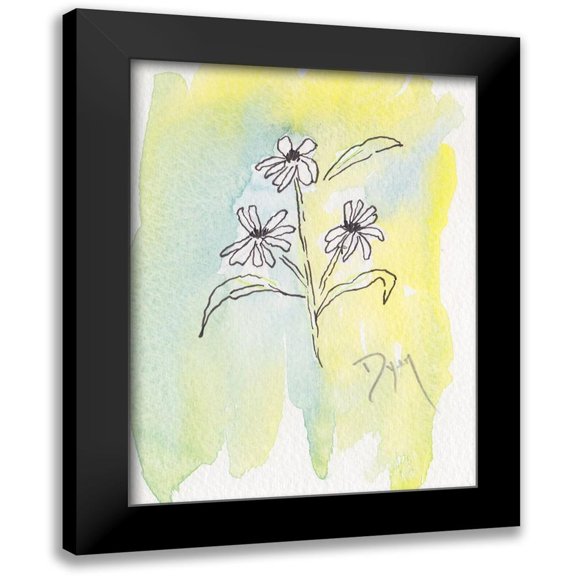 Dyer, Beverly 12x14 Black Modern Framed Museum Art Print Titled - Drawn Asters