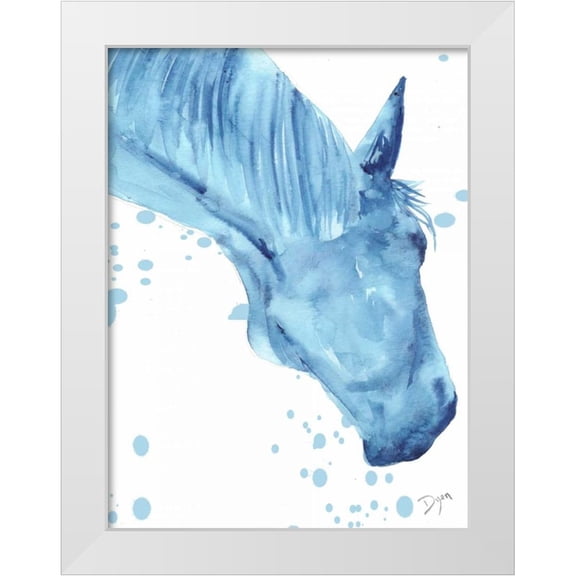 Dyer, Beverly 12x14 White Modern Wood Framed Museum Art Print Titled - Blue Lacey Thick Splatter