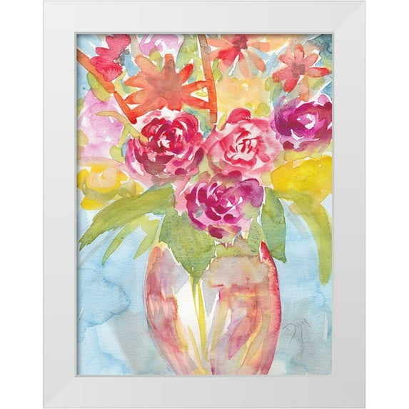 Dyer, Beverly 12x14 White Modern Wood Framed Museum Art Print Titled - Florals Fresh Vase 1