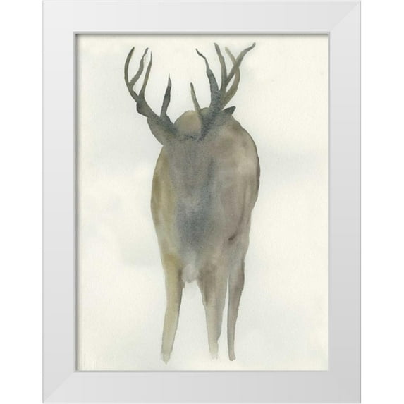 Dyer, Beverly 12x14 White Modern Wood Framed Museum Art Print Titled - Solo Deer
