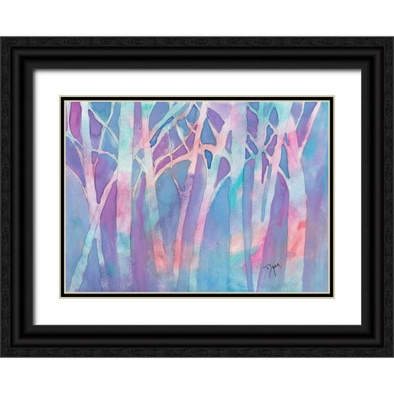 Dyer, Beverly 14x11 Black Ornate Wood Framed with Double Matting Museum Art Print Titled - Stained Glass Trees
