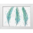 thumbnail image 1 of Dyer, Beverly 14x11 White Modern Wood Framed Museum Art Print Titled - Aqua Feathers, 1 of 4