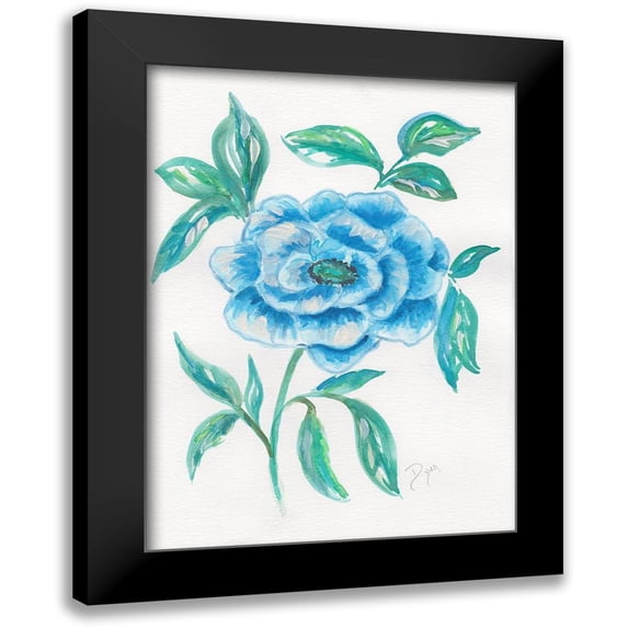 Dyer, Beverly 14x18 Black Modern Framed Museum Art Print Titled - Floral Blue 1