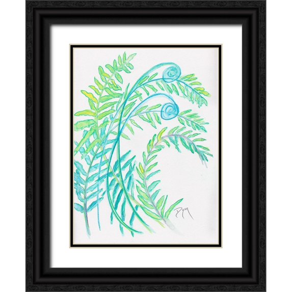 Dyer, Beverly 14x18 Black Ornate Wood Framed with Double Matting Museum Art Print Titled - Floral Fern I