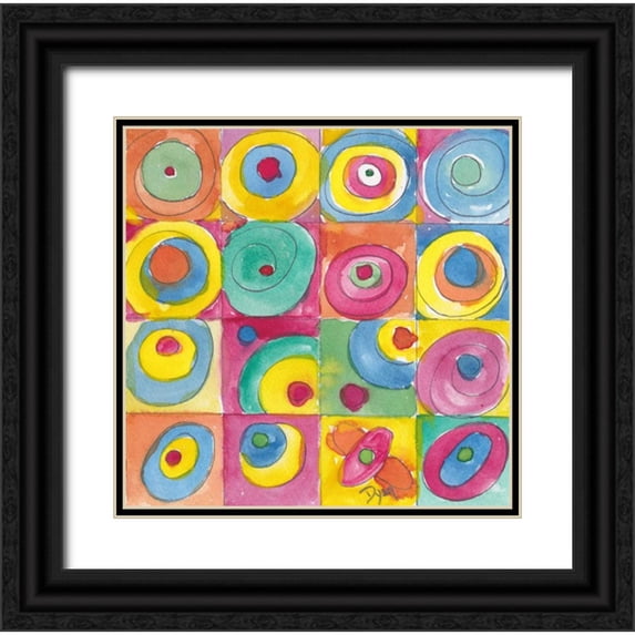 Dyer, Beverly 15x15 Black Ornate Wood Framed with Double Matting Museum Art Print Titled - Circles Bright