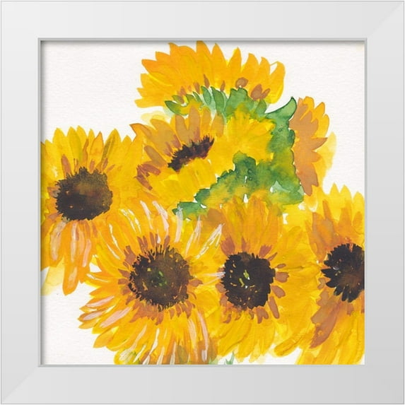 Dyer, Beverly 20x20 White Modern Wood Framed Museum Art Print Titled - Close Sunflower Bouquet