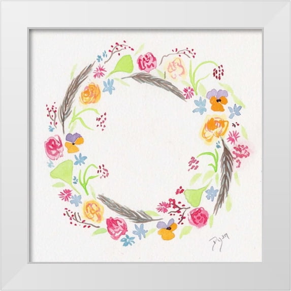 Dyer, Beverly 20x20 White Modern Wood Framed Museum Art Print Titled - Wildflower Wreath 2