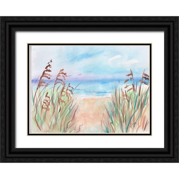 Dyer, Beverly 24x19 Black Ornate Wood Framed with Double Matting Museum Art Print Titled - Coastal Sea Path