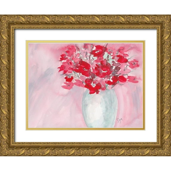 Dyer, Beverly 24x19 Gold Ornate Wood Framed with Double Matting Museum Art Print Titled - Cherry Blossom Bouquet