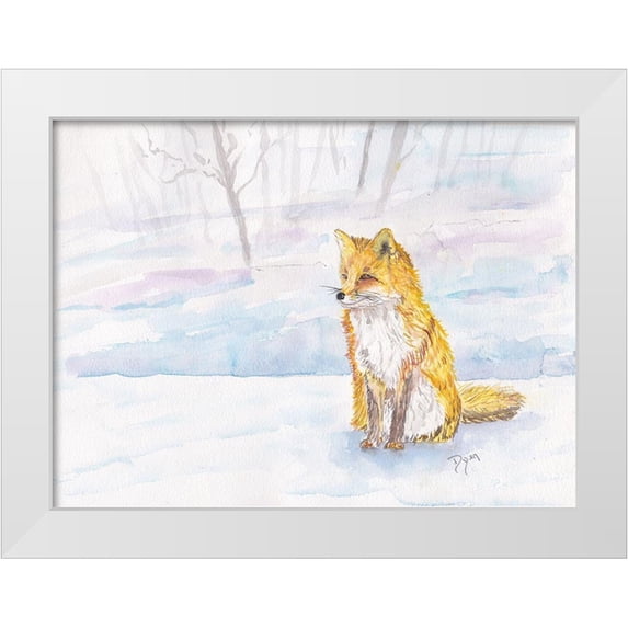Dyer, Beverly 24x19 White Modern Wood Framed Museum Art Print Titled - Golden Fox Winter