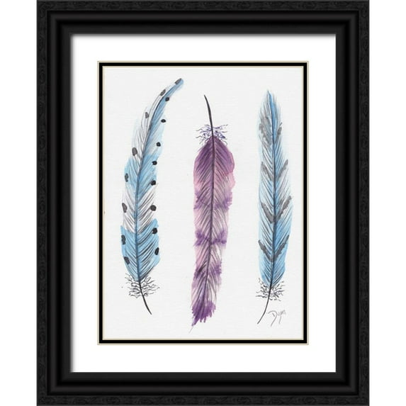 Dyer, Beverly 24x32 Black Ornate Wood Framed with Double Matting Museum Art Print Titled - October Feathers I