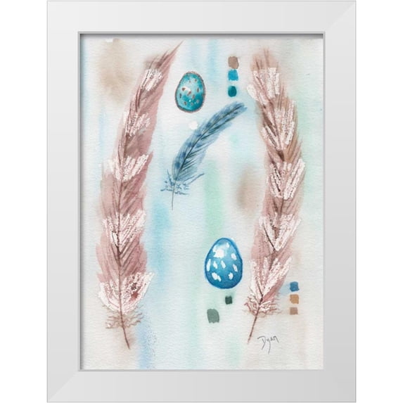 Dyer, Beverly 24x32 White Modern Wood Framed Museum Art Print Titled - Feather and Egg Study