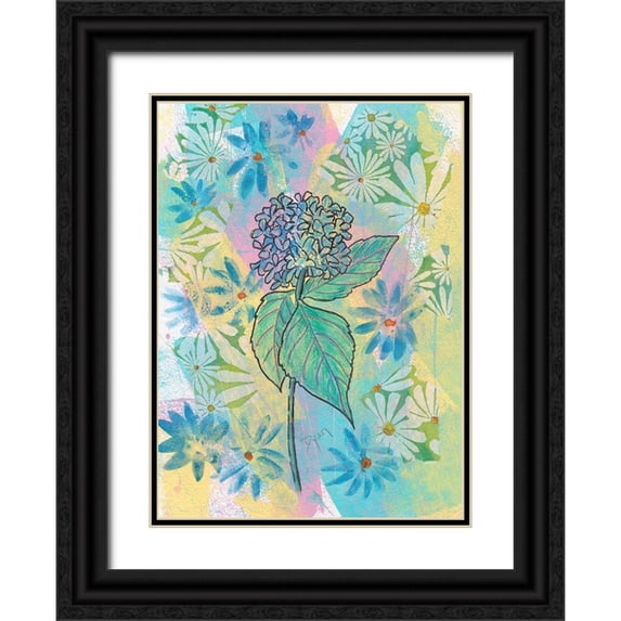Dyer, Beverly 25x32 Black Ornate Wood Framed with Double Matting Museum Art Print Titled - Botanical Boho Hydrangea