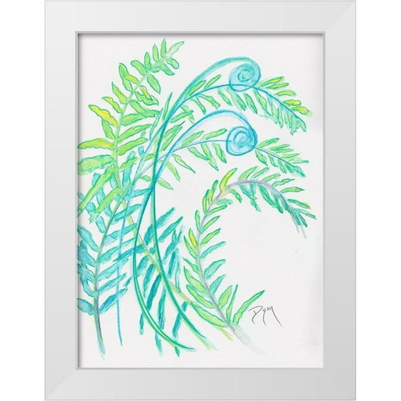 Dyer, Beverly 25x32 White Modern Wood Framed Museum Art Print Titled - Floral Fern I