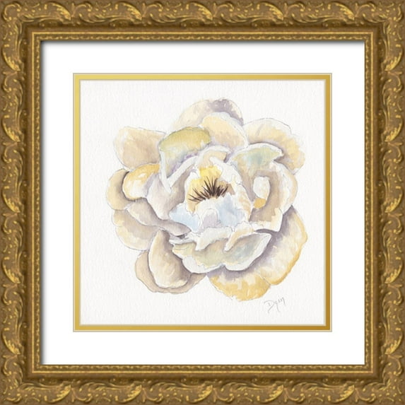 Dyer, Beverly 26x26 Gold Ornate Wood Framed with Double Matting Museum Art Print Titled - Backyard Peony II