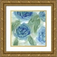 thumbnail image 1 of Dyer, Beverly 26x26 Gold Ornate Wood Framed with Double Matting Museum Art Print Titled - Blue Green Roses I, 1 of 4