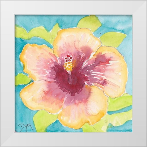 Dyer, Beverly 26x26 White Modern Wood Framed Museum Art Print Titled - Sunset Hibiscus I
