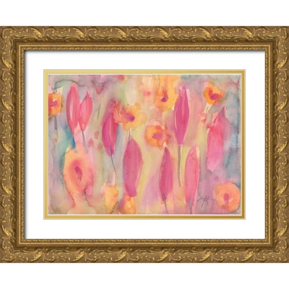 Dyer, Beverly 32x24 Gold Ornate Wood Framed with Double Matting Museum Art Print Titled - Snow Flowers II