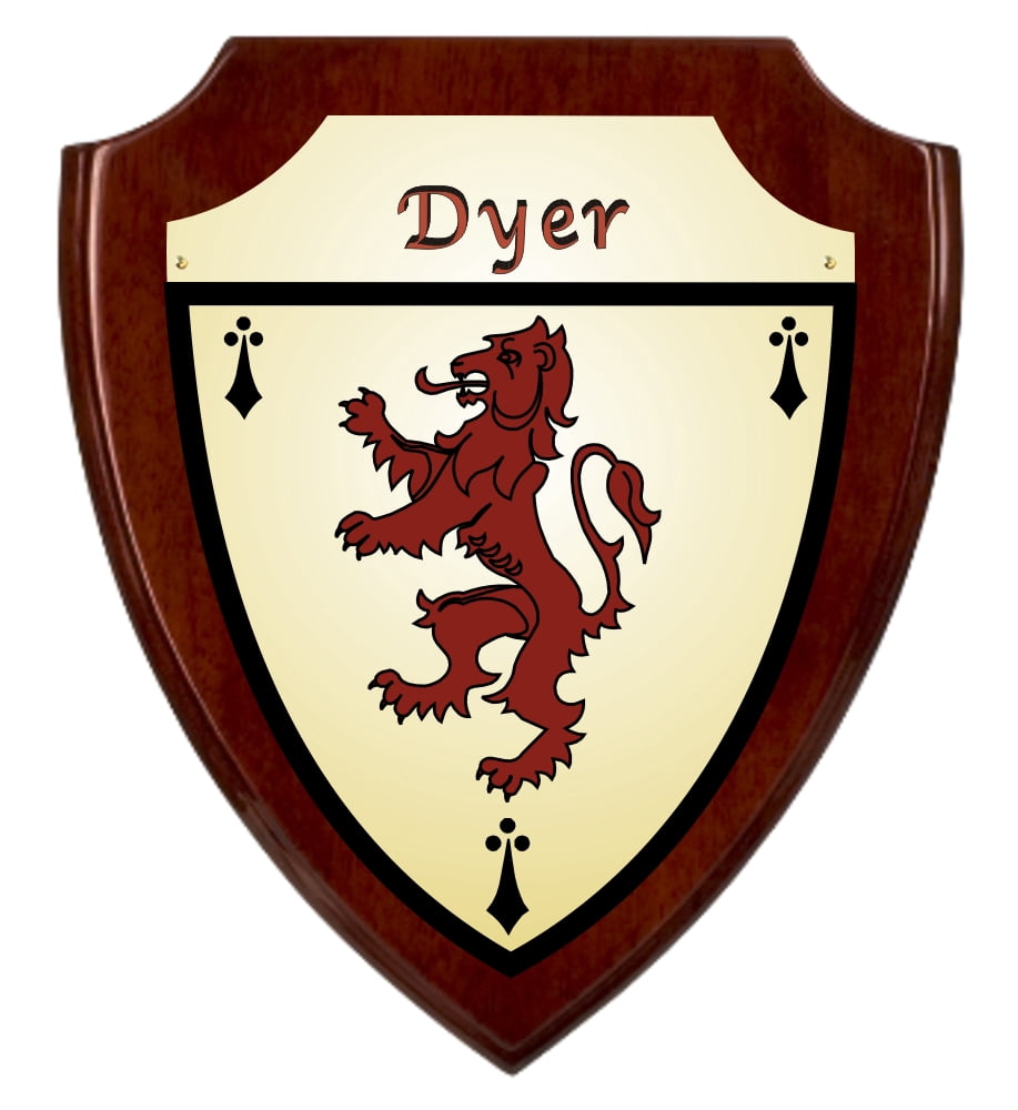 Dyer Irish Coat of Arms Shield Plaque - Rosewood Finish