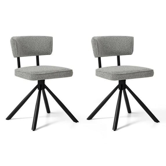 DyFun Modern Upholstered Dining Chairs Set of 2 with Triangular Steel Frame - Gray