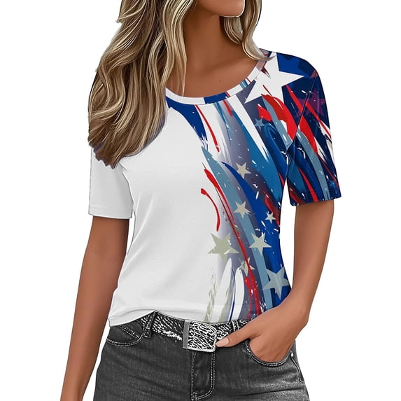 Dyfzdhu 250th Anniversary Usa Shirt T Shirts For Women Fashion Graphic Tees 4Th Of July V Neck American Flag Button Short Sleeve Independence Summer T Shirt