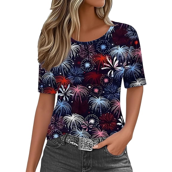 Dyfzdhu 250th Anniversary Usa Shirt T Shirts For Women Fashion Graphic Tees 4Th Of July V Neck American Flag Button Short Sleeve Independence Summer T Shirt