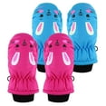 thumbnail image 1 of Dyfzdhu 2Pairs Children Baby Boys Girls Cartoon Winter Warm Water-proof Outdoors Skiing Gloves Kids Full Finger Mittens Gloves, 1 of 1
