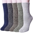 thumbnail image 1 of Dyfzdhu 5 Pairs Of Socks For Men Solid Color Thick Wool Socks Autumn Winter Soft Warm Comfort Crew Socks, 1 of 2