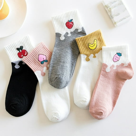 Dyfzdhu 5 Pairs Print Socks For Women Men Girls Trendy Print Colorful Pattern Novelty Cute No Show Socks