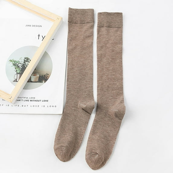 Dyfzdhu Autumn Winter Knee High Socks For Women Thickened Thermal Long Tube Socks Solid Color Crew Socks Heap Heap Socks