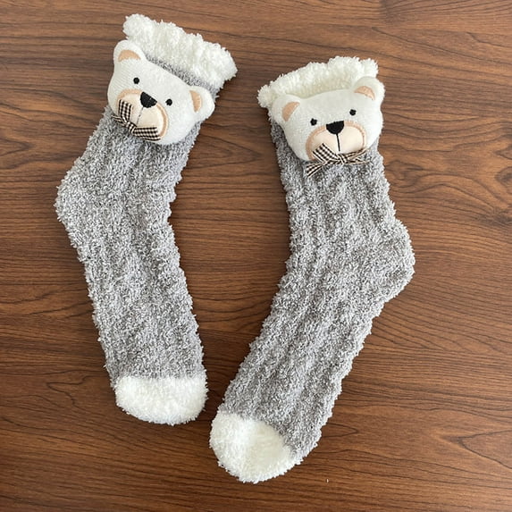 Dyfzdhu Autumn Winter Socks For Women Solid Color Coral Mid Tube Socks Thickened Thermal Crew Socks