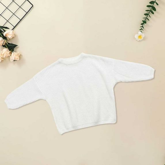 Dyfzdhu Baby Girl Solid Knit Sweater Infant Boy Cotton Long Sleeve Pullover Top Fall Winter