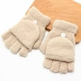 thumbnail image 1 of Dyfzdhu Besufy Women Winter Warmer Gloves Coral Fleece Hand Wrist Fingerless Mitten Beige, 1 of 4
