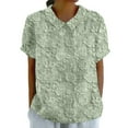 thumbnail image 1 of Dyfzdhu Blouses for Women Casual Dressy Lapel Embroidered Floral Lace Printed Round Neck Button Loose Pullover Top Shirt T Shirt Summer Tops Green, 1 of 4