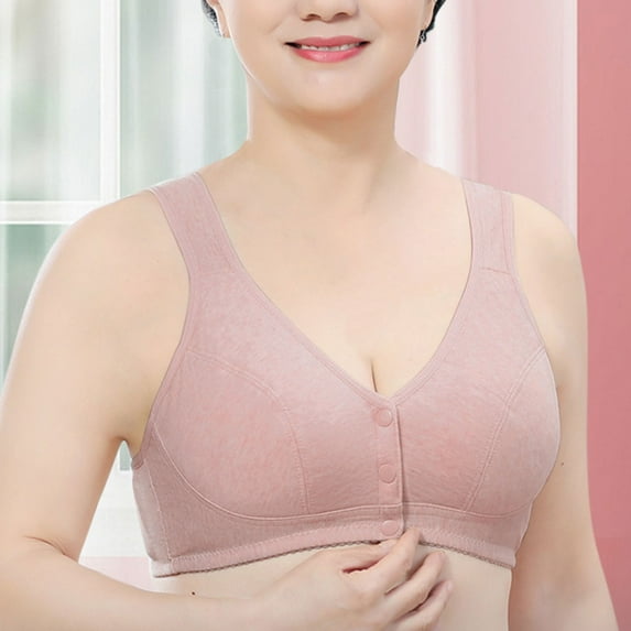 Dyfzdhu Bras for Women Soft Cotton Front Buckle Seniors Underwear Wire-Free Wide Strap Vest Plus Size Bra