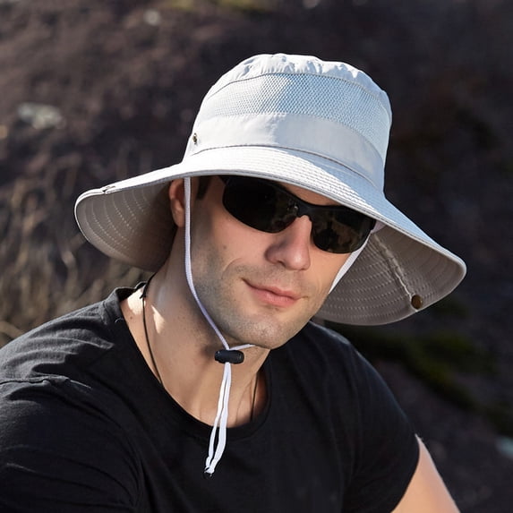 Dyfzdhu Bucket Hats Mens Outdoor Sun Protection Mesh Breathable Fisherman Cap Foldable Bucket Hat