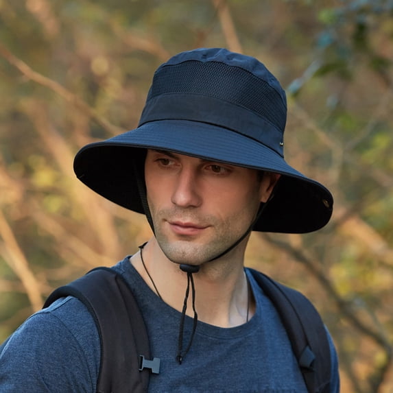 Dyfzdhu Bucket Hats Mens Outdoor Sun Protection Mesh Breathable Fisherman Cap Foldable Bucket Hat