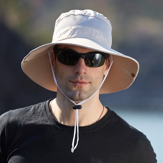 Dyfzdhu Bucket Hats Mens Outdoor Sun Protection Mesh Breathable Fisherman Cap Foldable Bucket Hat