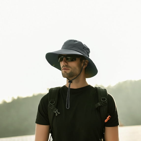 Dyfzdhu Bucket Hats Summer Outdoor Sun Hat Protection Bucket Boonie Cap Solid Adjustable Fishing Hat