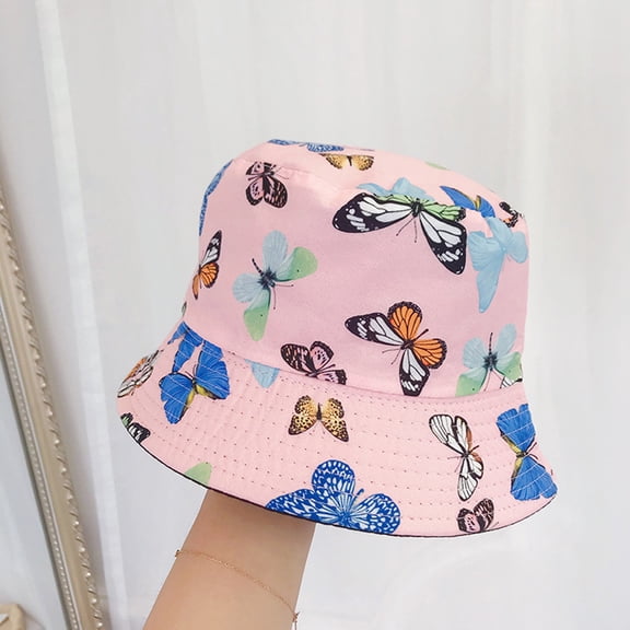 Dyfzdhu Bucket Hats Women Fashion Fisherman Hat Sun Hat Butterfly Print Hat