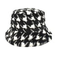thumbnail image 1 of Dyfzdhu Bucket Hats for Women Trendy Houndstooth Plaid Fall Winter Fleece Cap Black, 1 of 3