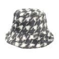 thumbnail image 1 of Dyfzdhu Bucket Hats for Women Trendy Houndstooth Plaid Fall Winter Fleece Cap Gray, 1 of 3